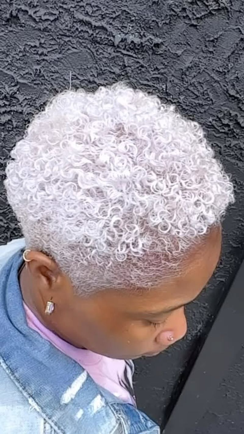 Short Afro with Platinum Blonde