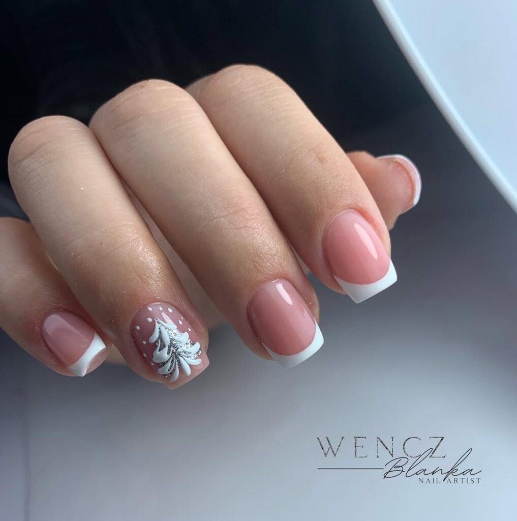 Short French Manicure With Accent