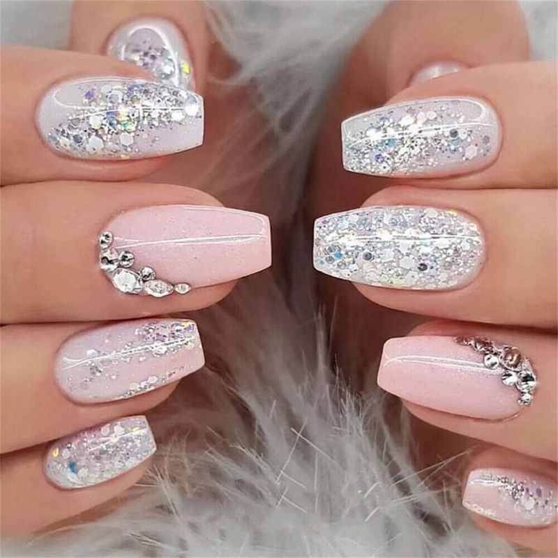 Silver Sequined Nails