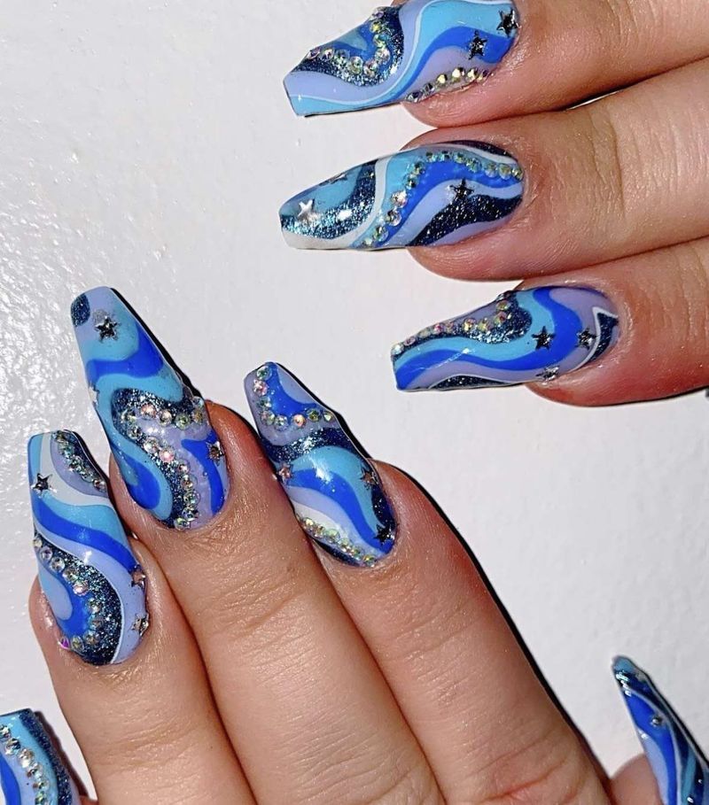 Silver and Blue Swirls