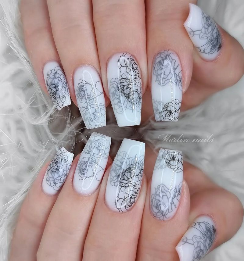 Silver and White Lace Pattern