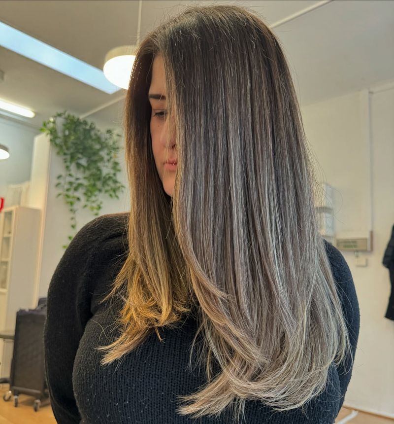 Straight and Layered with Ombre