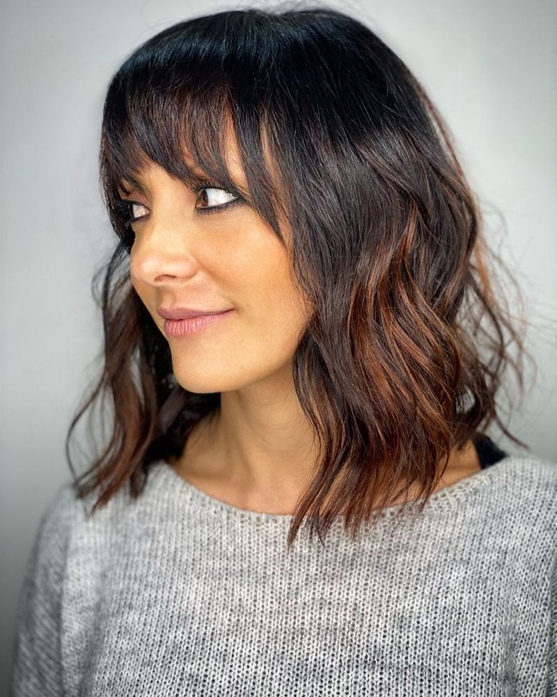 Textured Lob with Bangs