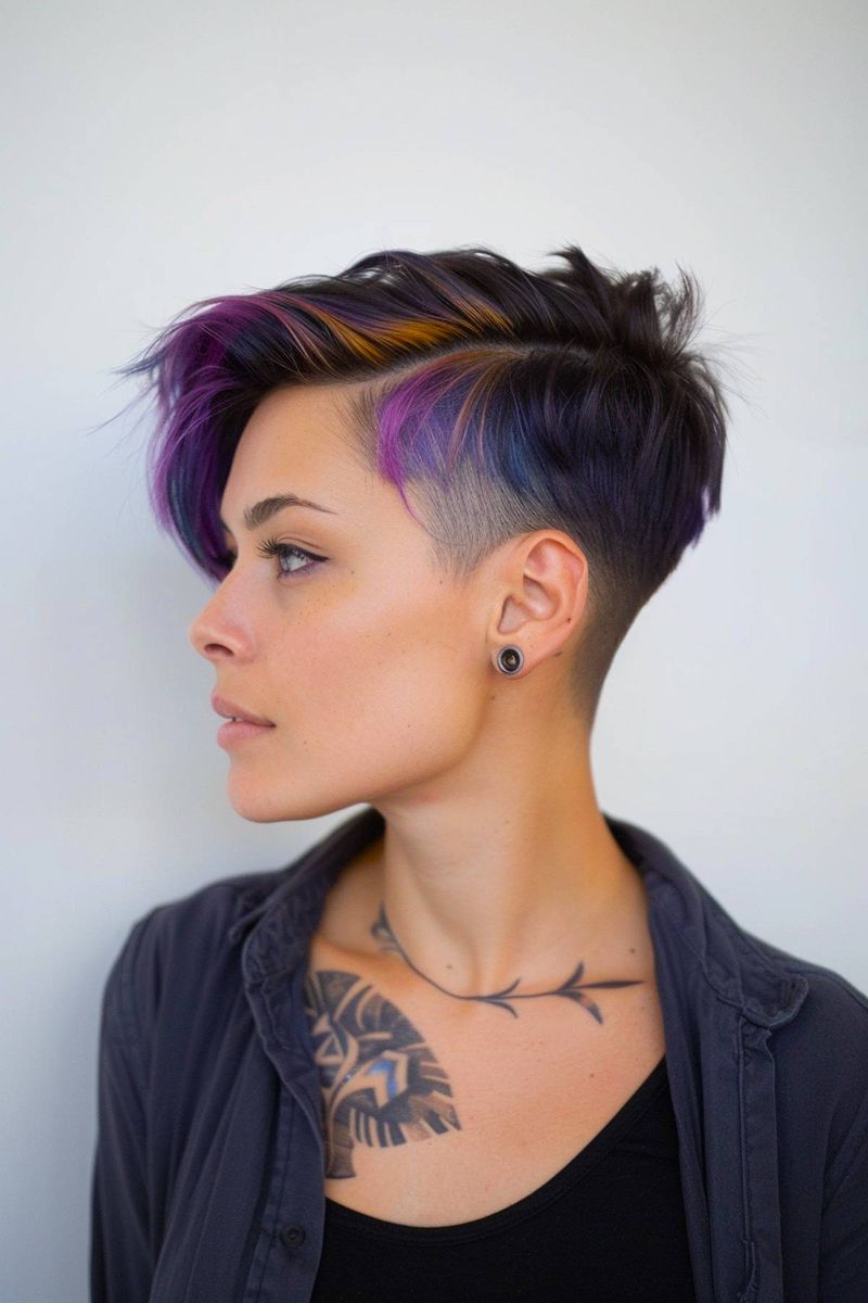 Pixie undercut con striature vivaci