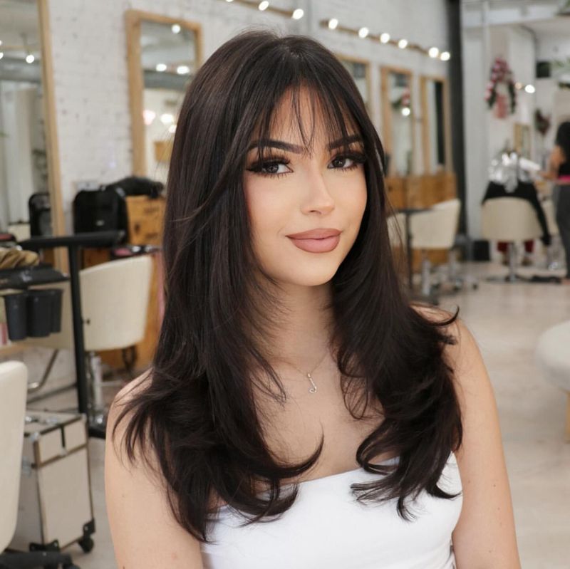 Wispy Bangs with Medium Length Cut