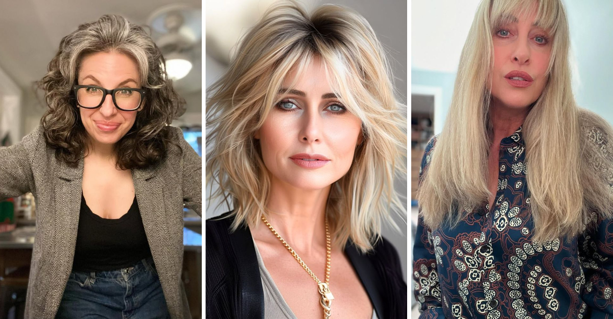 19 Penteados ultrapassados que estão envelhecendo mulheres com mais de 50 anos (mais 10 que gritam que é hora de mudar)