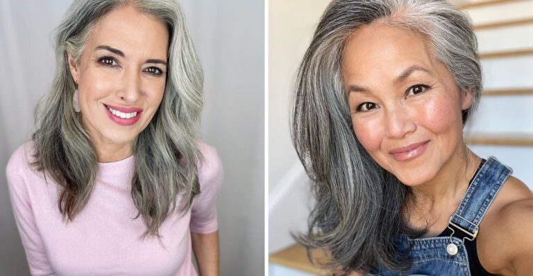 30 Gorgeous Shoulder-Length Gray Hairstyles For Women Over 50