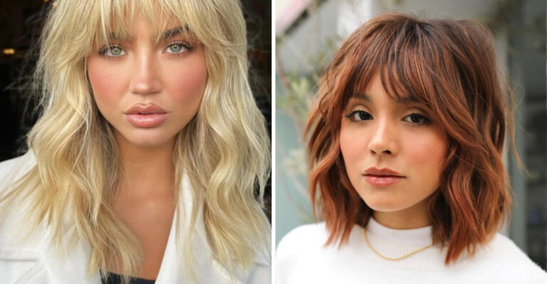 34 coiffures élégantes avec franges parfaites pour les visages ronds