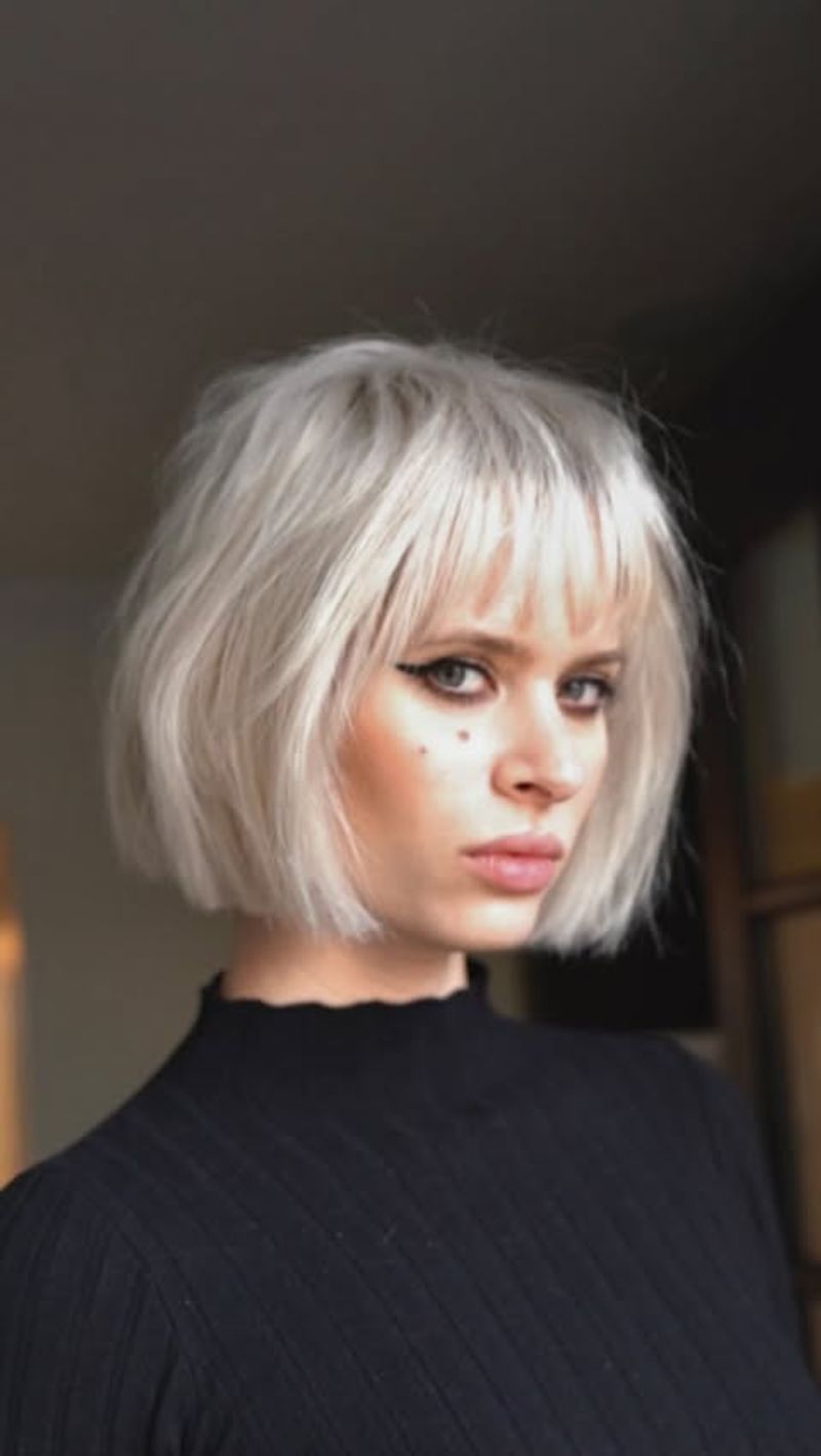 Blunt Grey Bob with Fringe