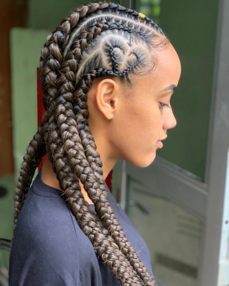 Box Braids e padrões geométricos raspados