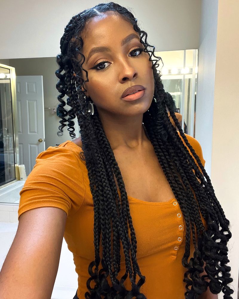 Box Braids com pontas soltas