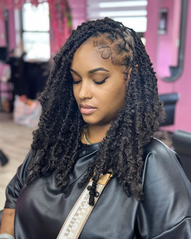 Box Braids com uma torção para fora