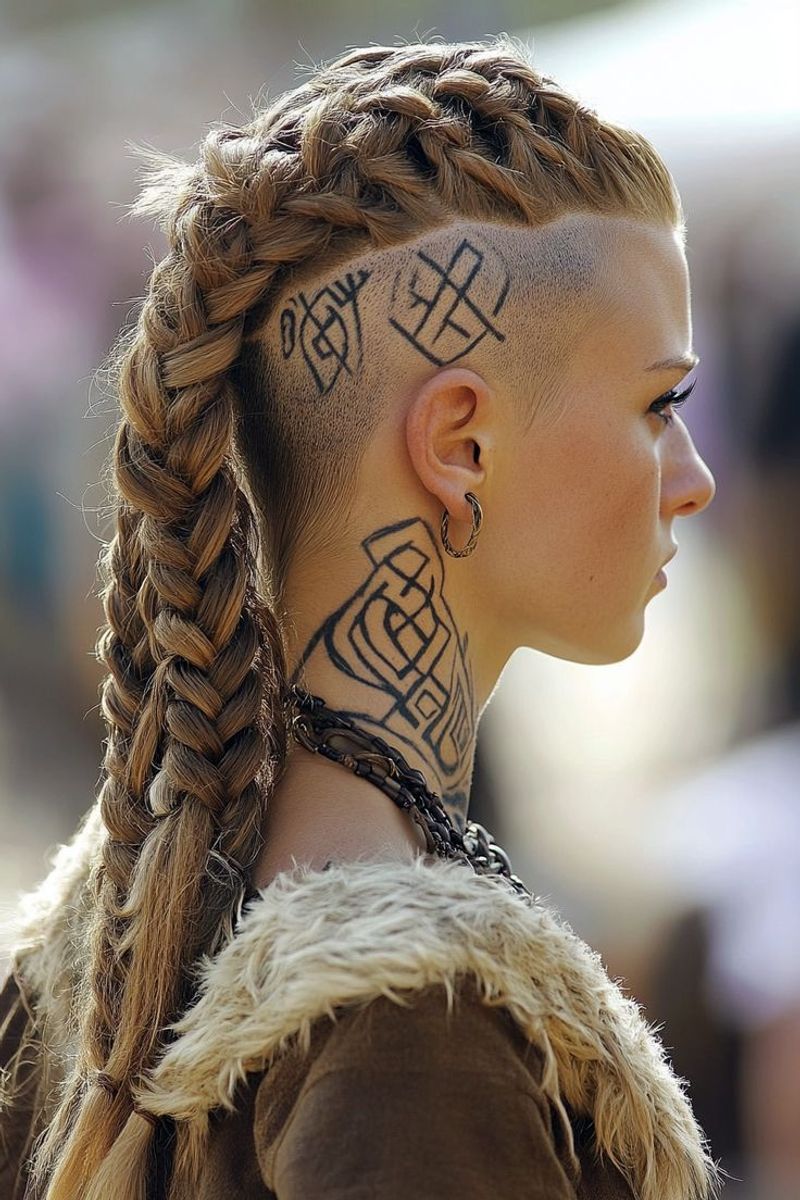 Braided Faux Hawk with Tribal Shave