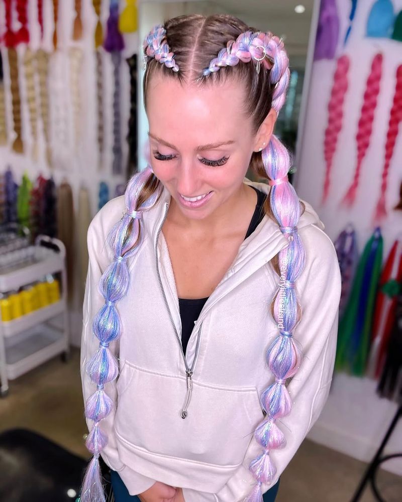 Braided Pigtails with Feathers