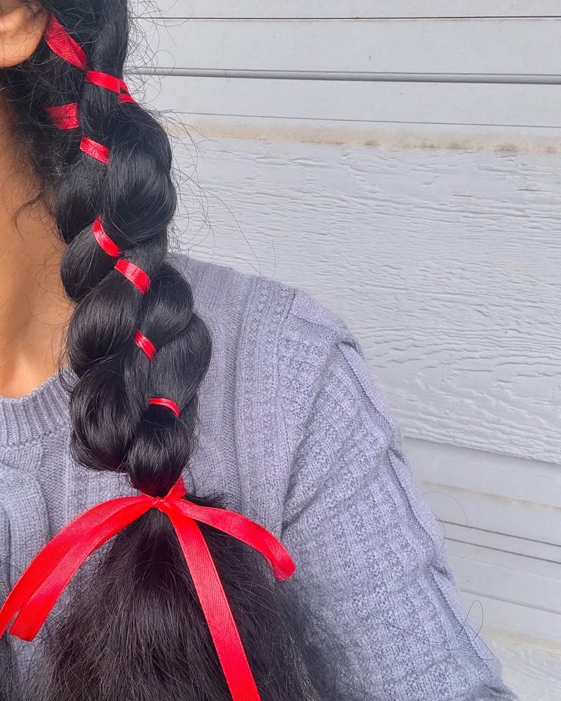 Braided Ponytail with Ribbon