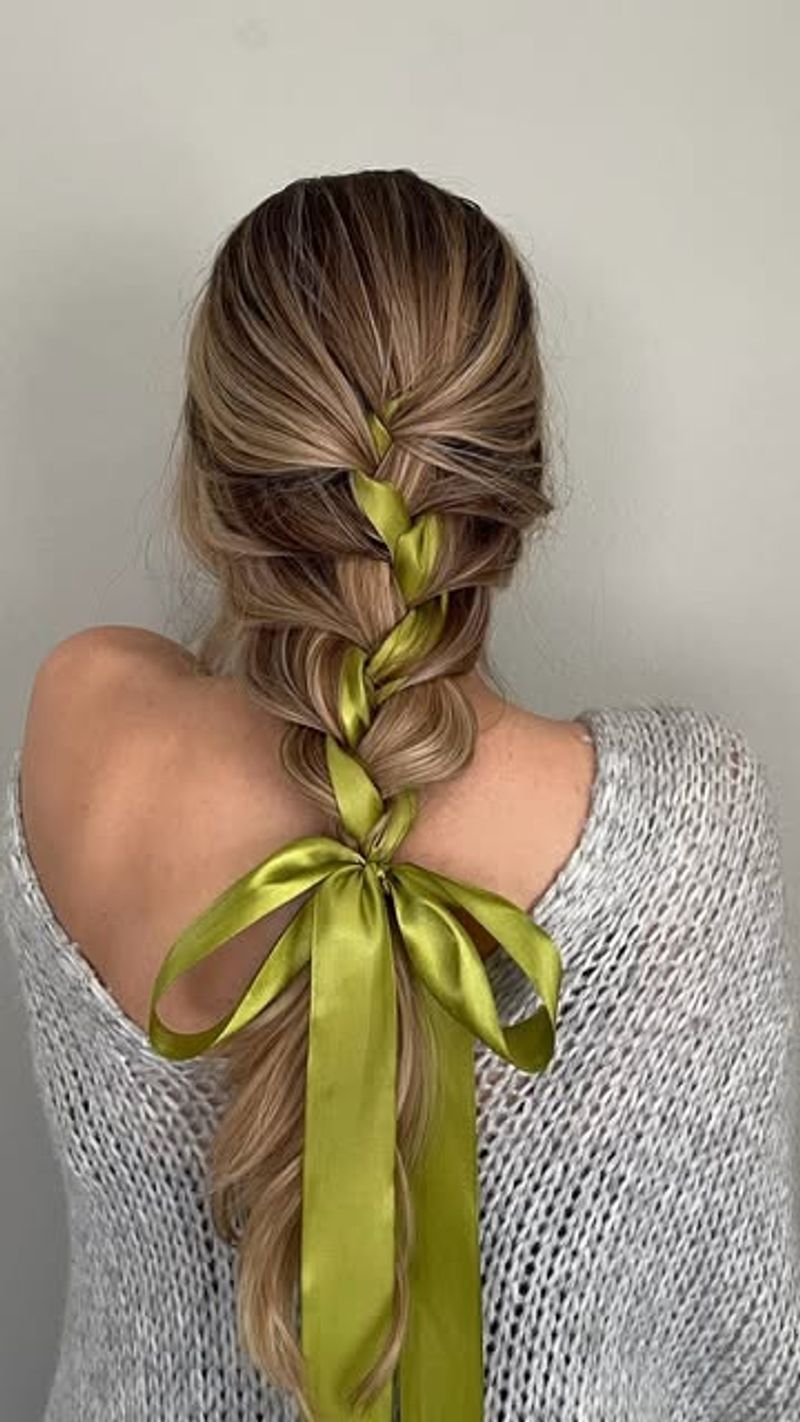 Braided Updo with Ribbon