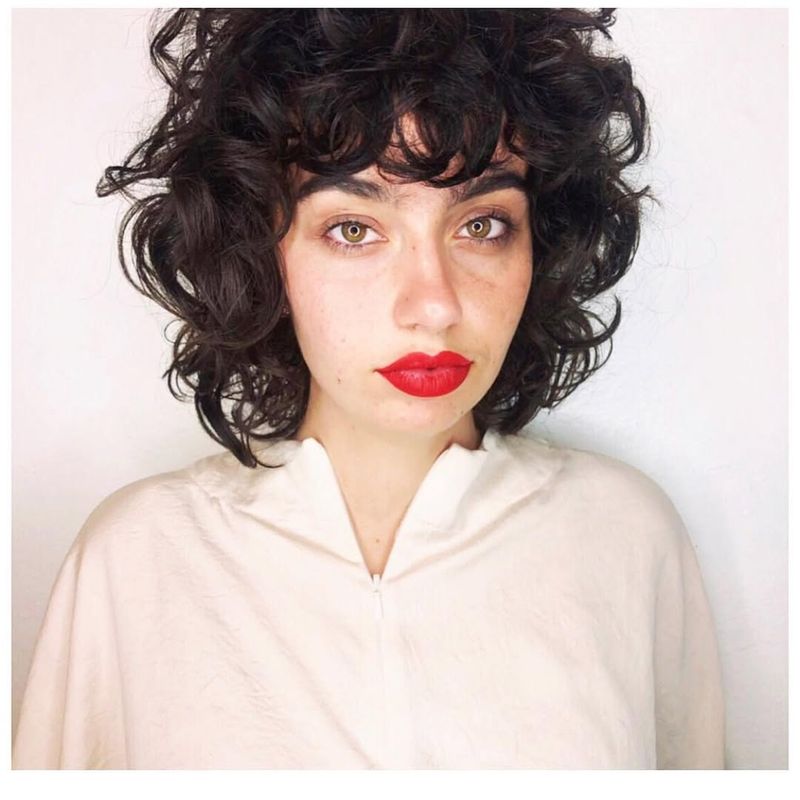 Chic Curly Bob with Bangs