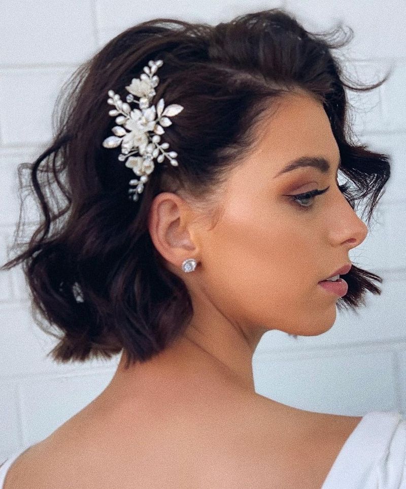 Wavy Lob with Floral Crown