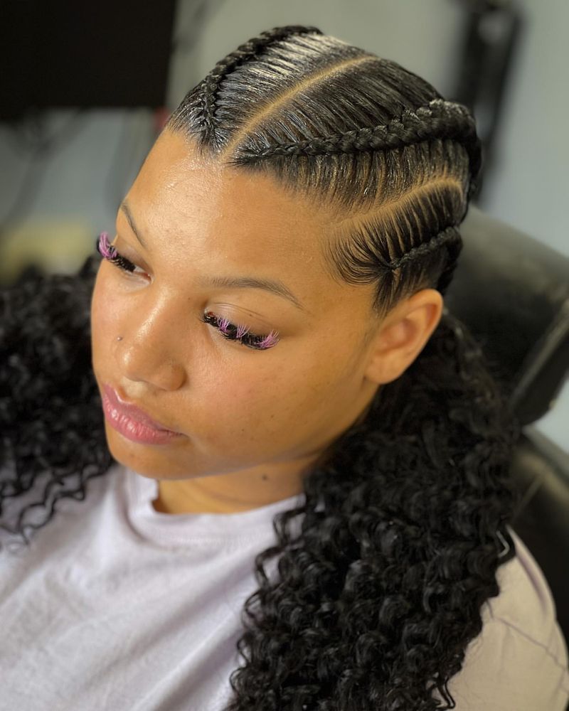 Cornrows with Curly Ends