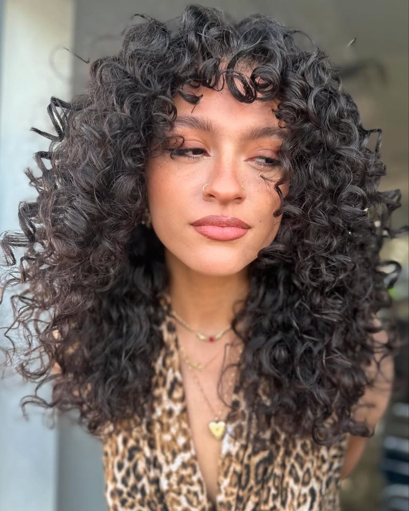 Curly Bangs with Curls of Different Lengths