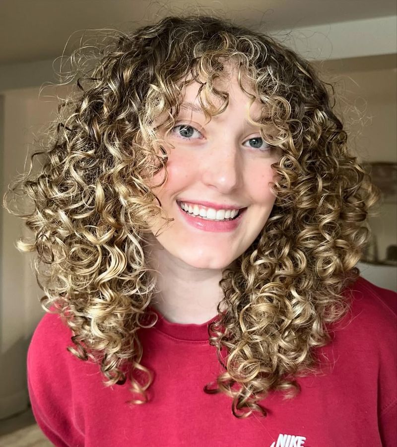 Curly Bangs with Highlights