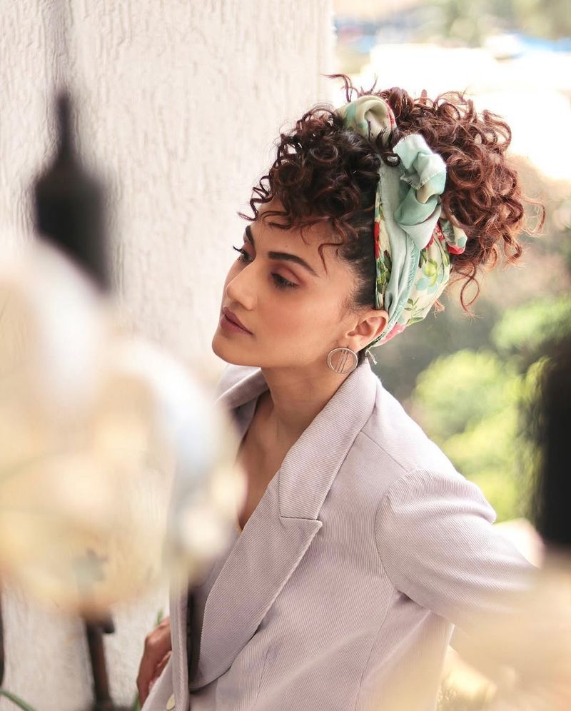 Curly Bangs with a Scarf