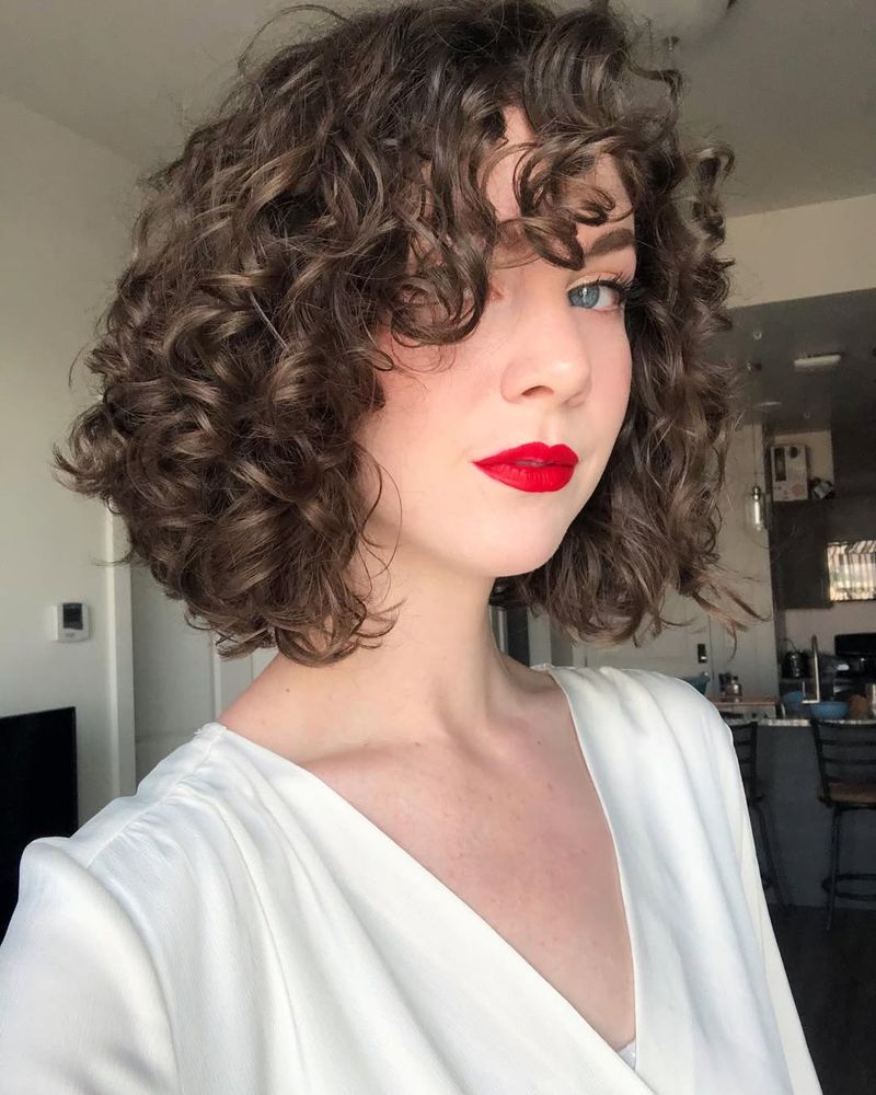 Curly Bob with Bangs