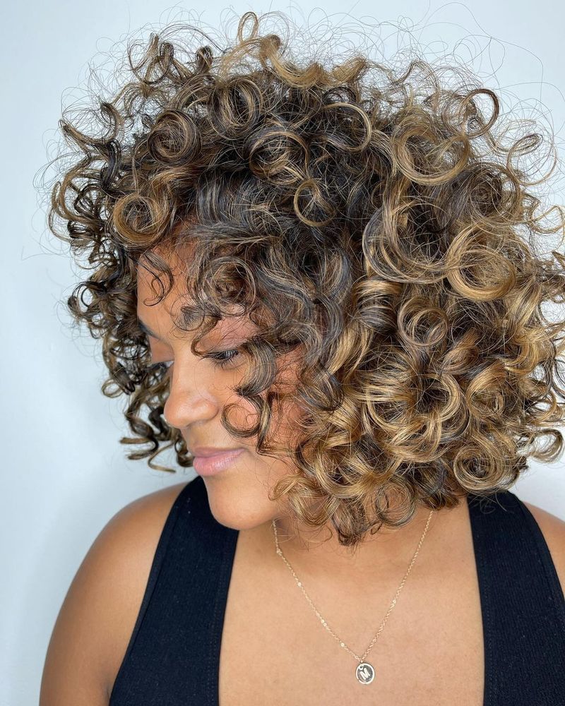 Curly Bob with Highlights