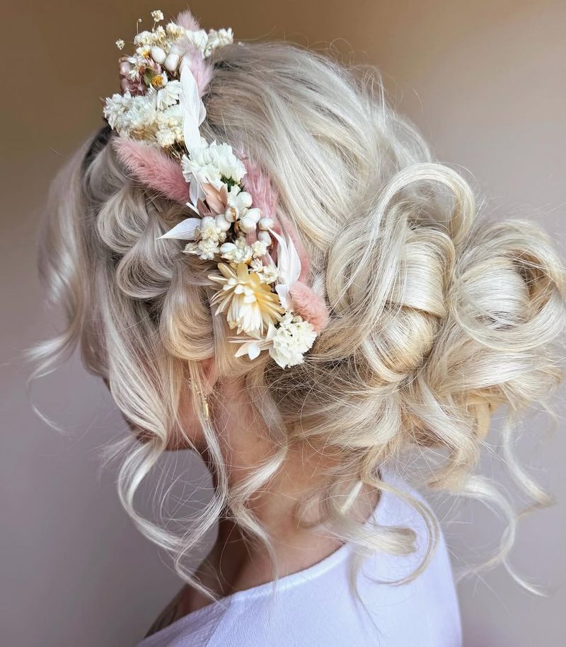 Curly Floral Updo