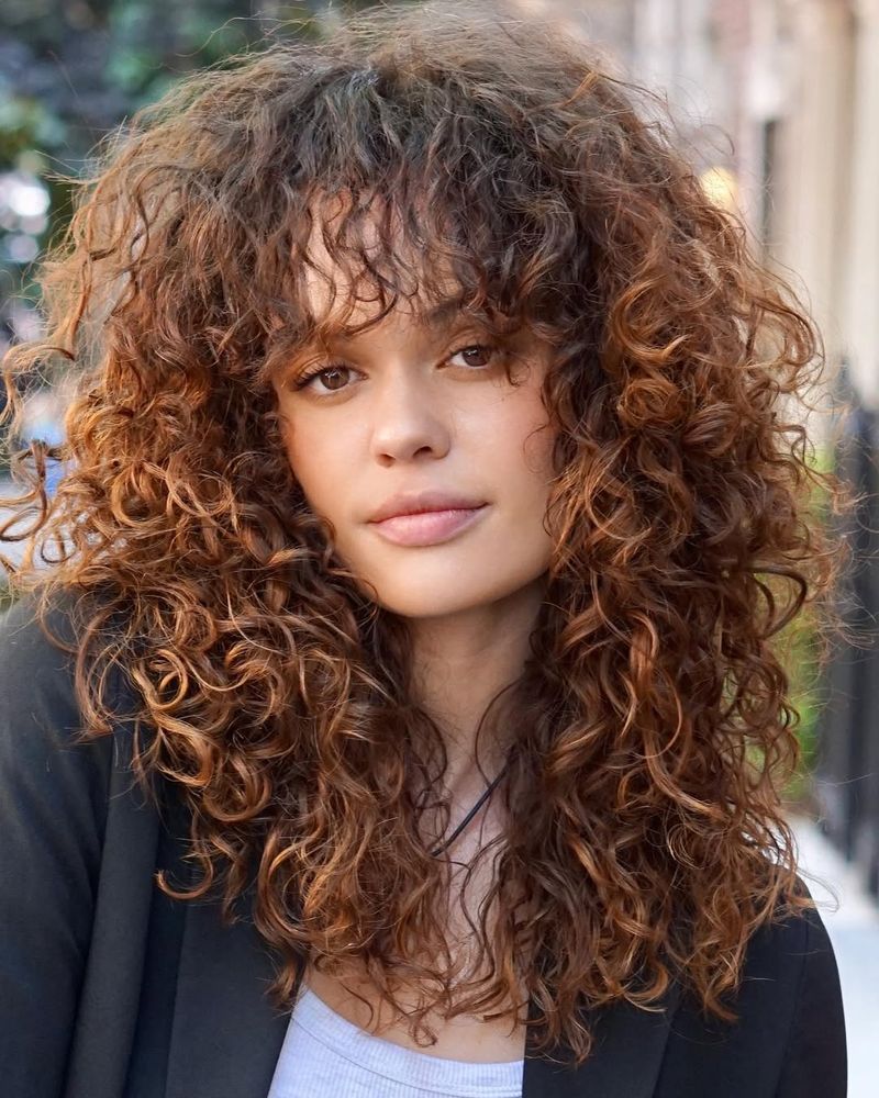 Curly Fringe with Highlights