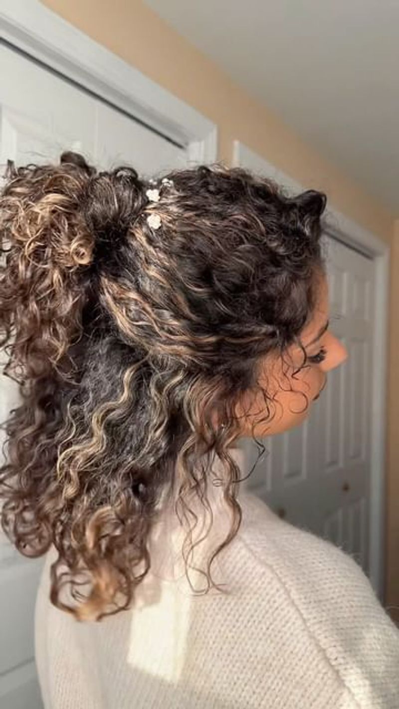 Curly Half-Up Bun