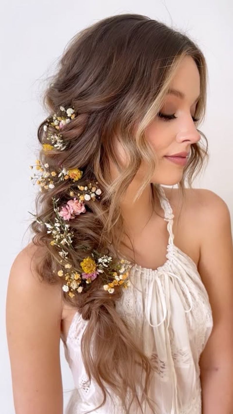 Trenza con acento floral