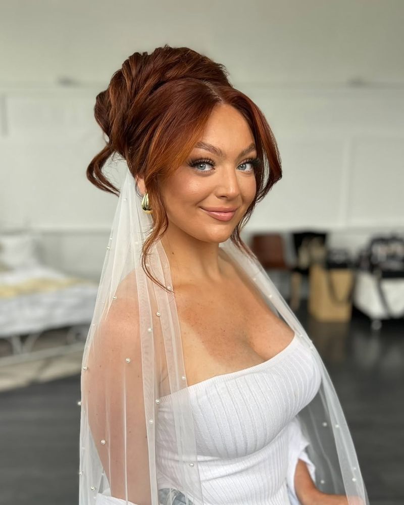 Beehive Updo with Veil