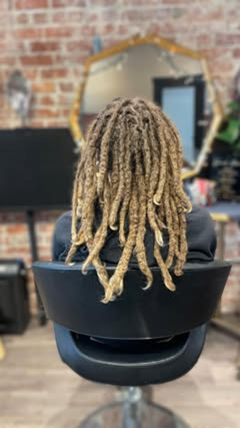 Freeform Dreads with Natural Highlights