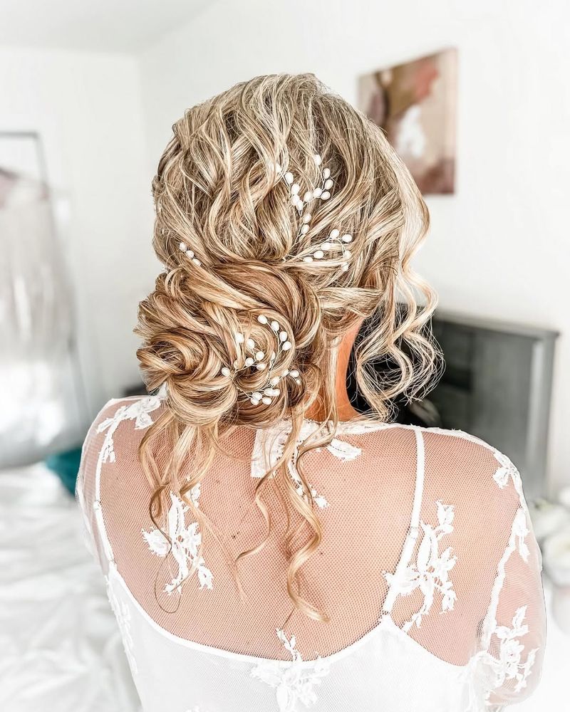 Curly Updo with Pearls