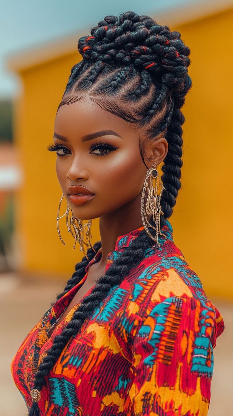 Jumbo Braids with Edgy Pattern