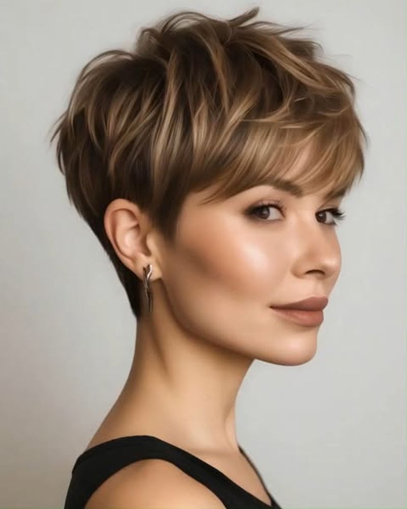 Pixie com corte em camadas