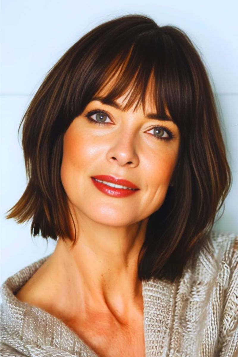 Layered Lob with Bangs