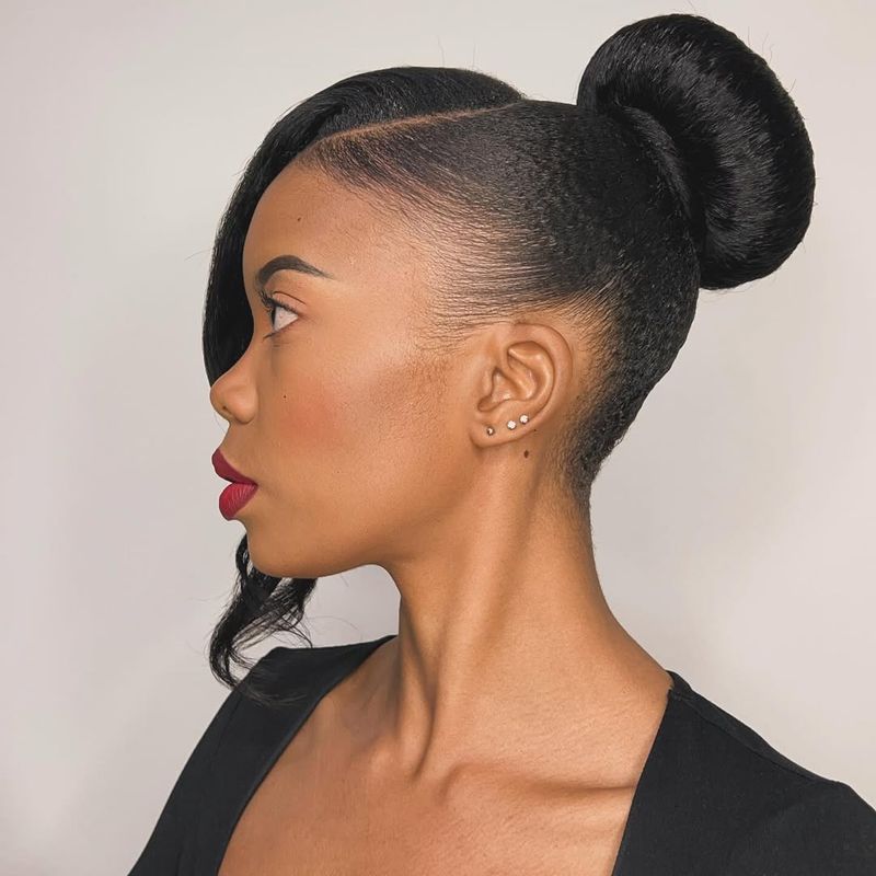 High Bun with Side Bangs