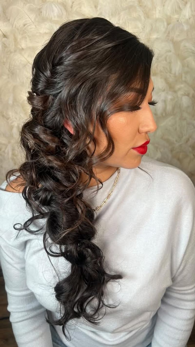 Loose Curls with Side Braid