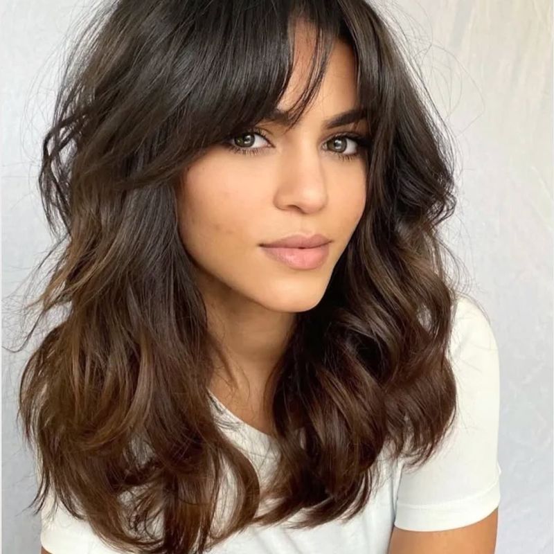 Loose Waves with Bangs