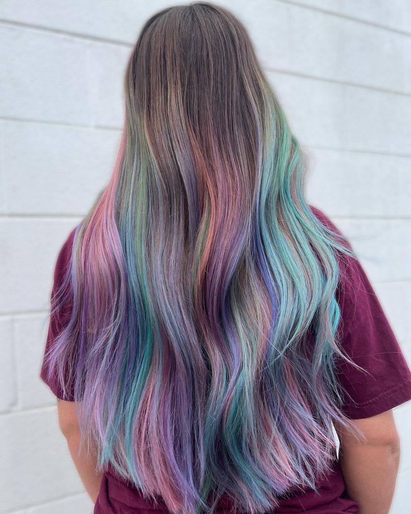 Balayage arco-íris pastel