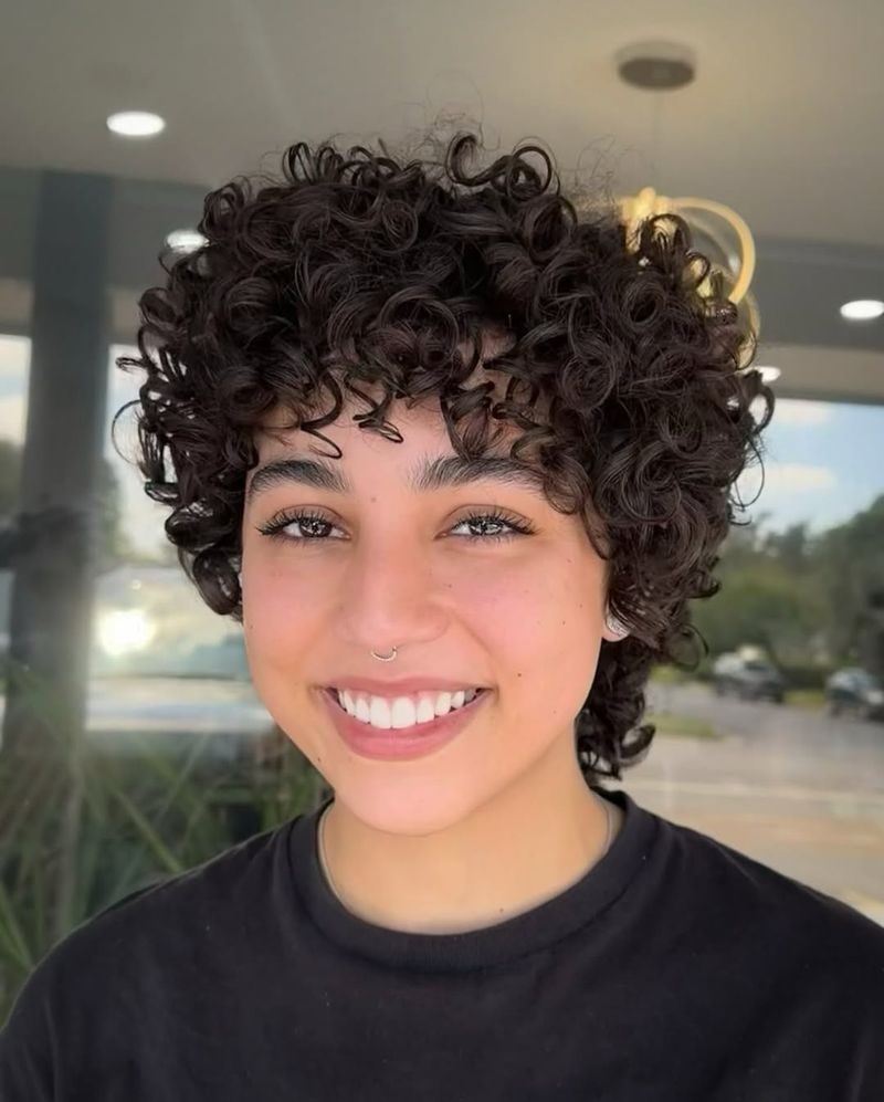 Pixie Cut with Curly Bangs