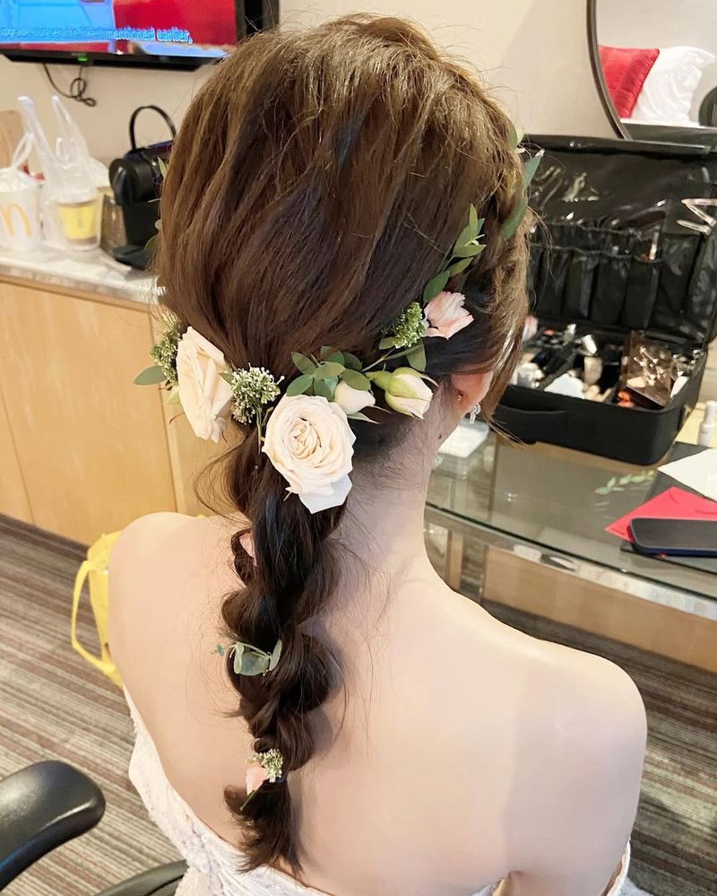 Ponytail with Flower Embellishments