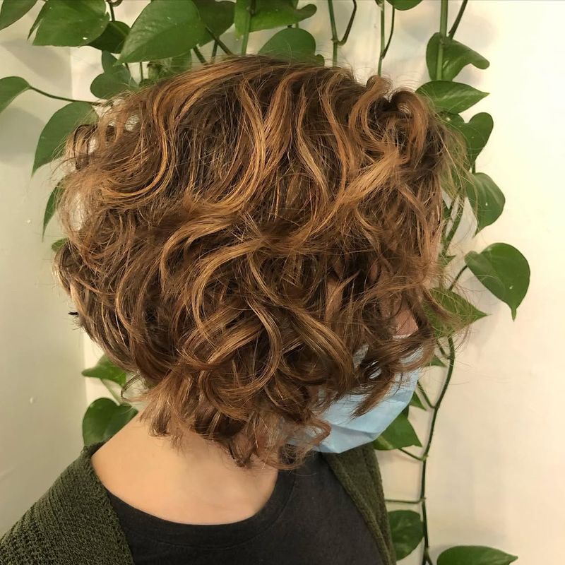 Short Curly Bob with Highlights