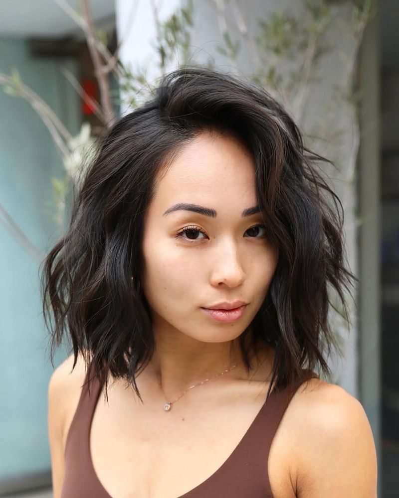 Textured Lob with Side Bangs