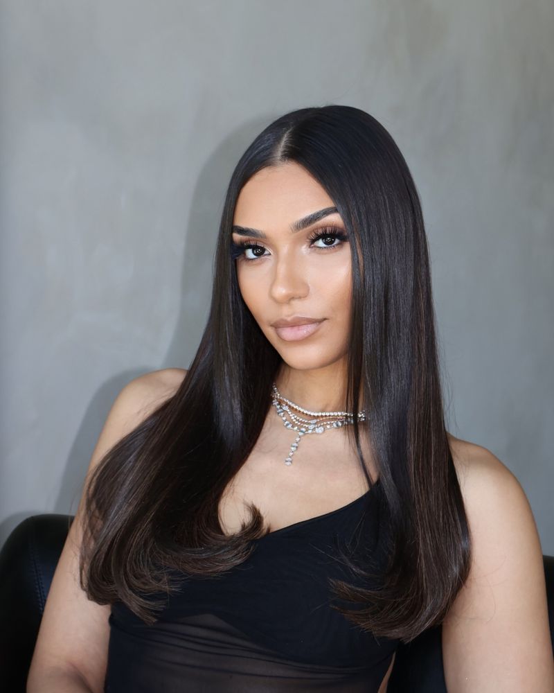 Sleek Straight Hair with Middle Part