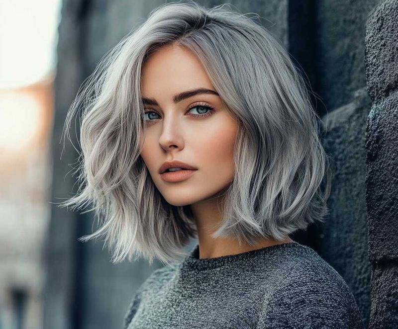 Textured Grey Lob (Long Bob)