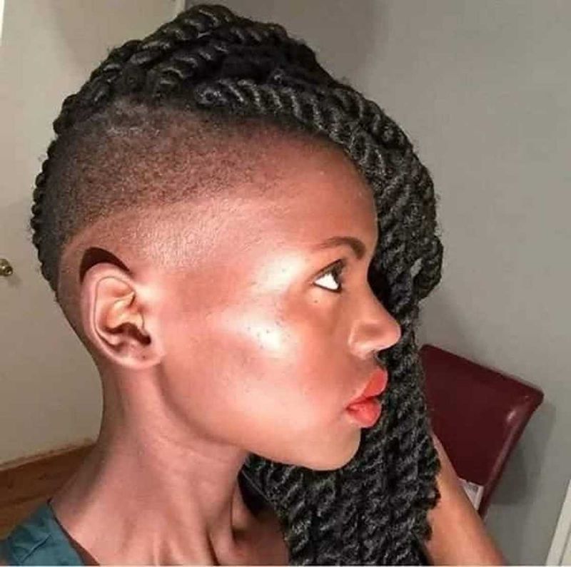 Twist Braids with Bold Shaved Lines