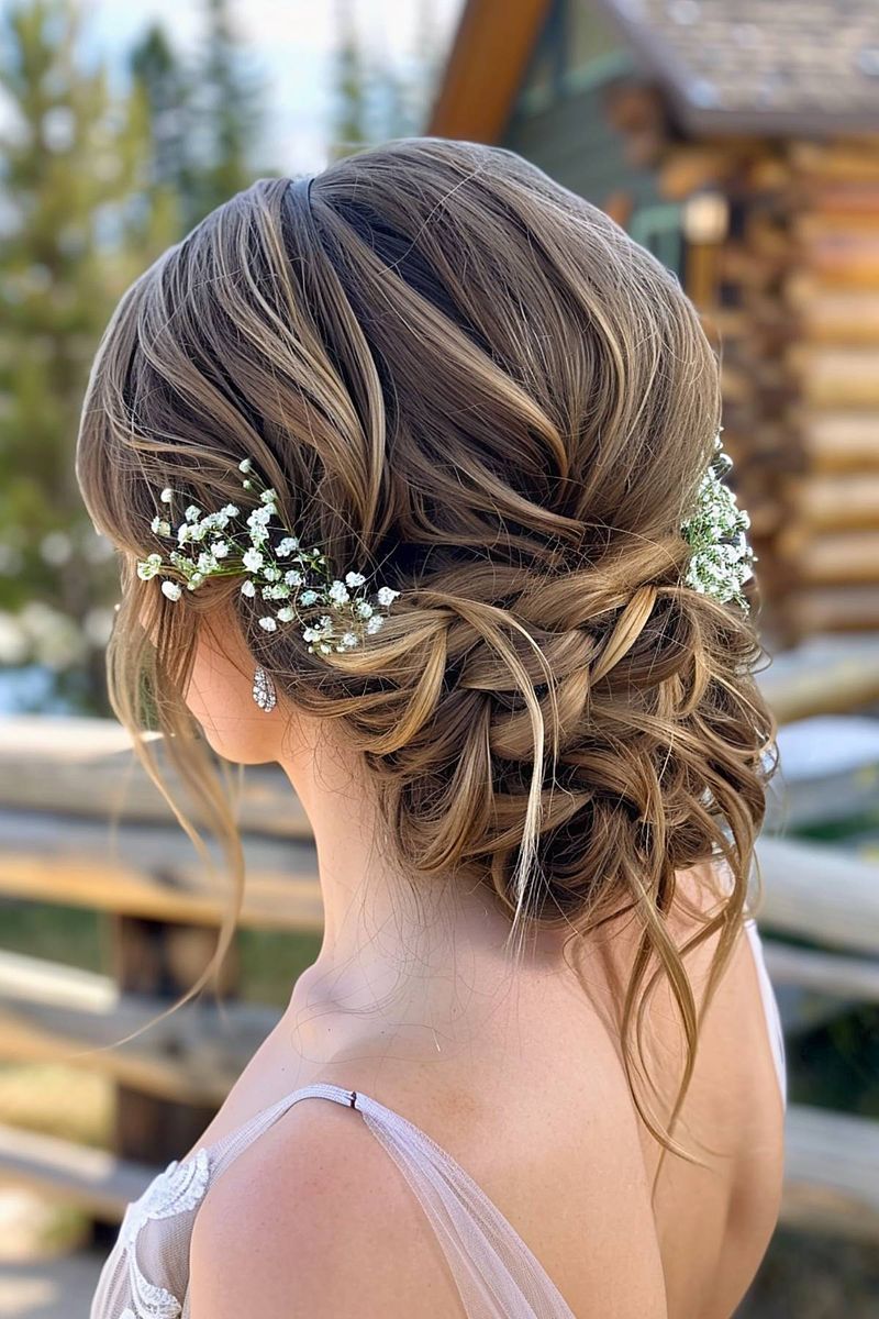 Twisted Updo with Floral Accents